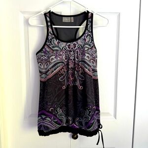 Athleta Black Sleeveless Graphic Tank Top with built in bra size small